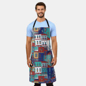 Naadloos  patroon met kleurrijke huizen schort (Gedragen)