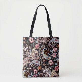Naadloos patroon met kleurrijke paisleflorale tote bag