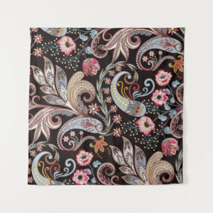 Naadloos patroon met kleurrijke paisleflorale wandkleed