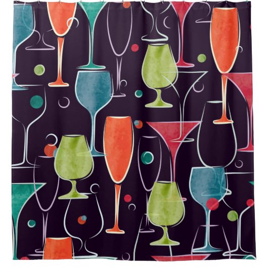 Naadloos patroon met kleurrijke waterverf cocktail douchegordijn (Voorkant)