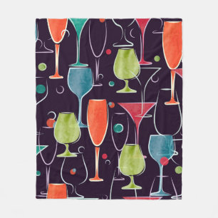 Naadloos patroon met kleurrijke waterverf cocktail fleece deken