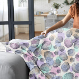 Naadloos patroon met kleurrijke zeeschelp fleece deken