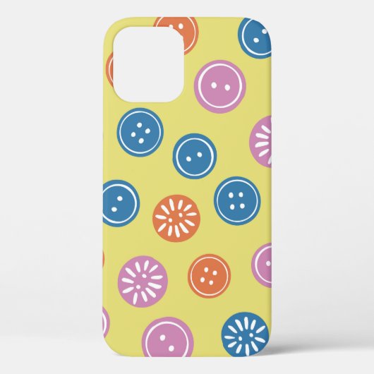naadloos patroon met knoppen op een geel Case-Mate iPhone case (Achterkant)