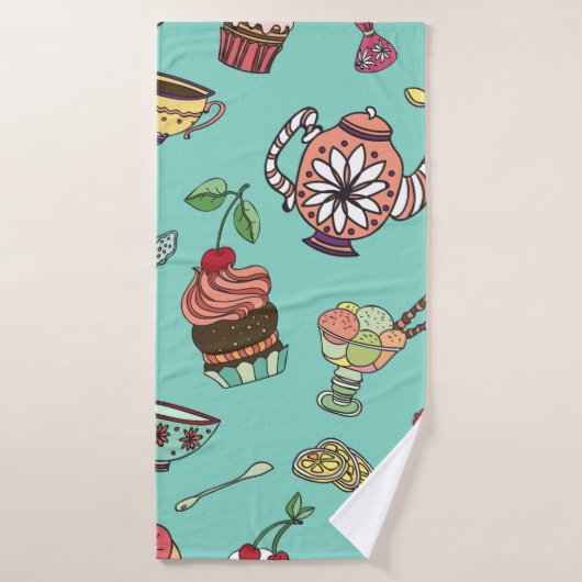 naadloos patroon met koekjes badhanddoek (Badhanddoek)