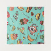 naadloos patroon met koekjes wandkleed (Voorkant (horizontaal))