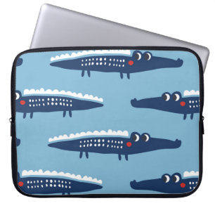 Naadloos patroon met krokodillen laptop sleeve