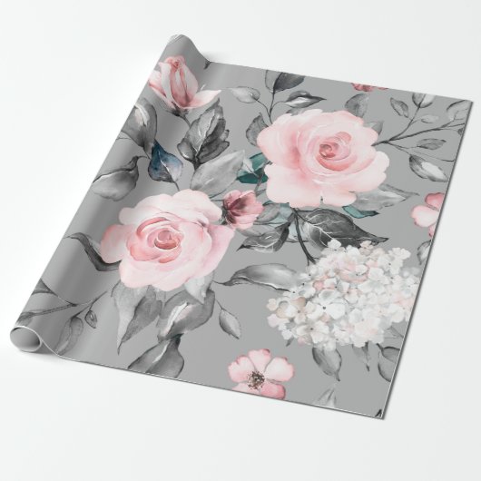 Naadloos patroon met lentbloemen en bladeren. H Cadeaupapier (Uitgerold)