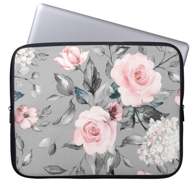 Naadloos patroon met lentbloemen en bladeren. H Laptop Sleeve (Voorkant)