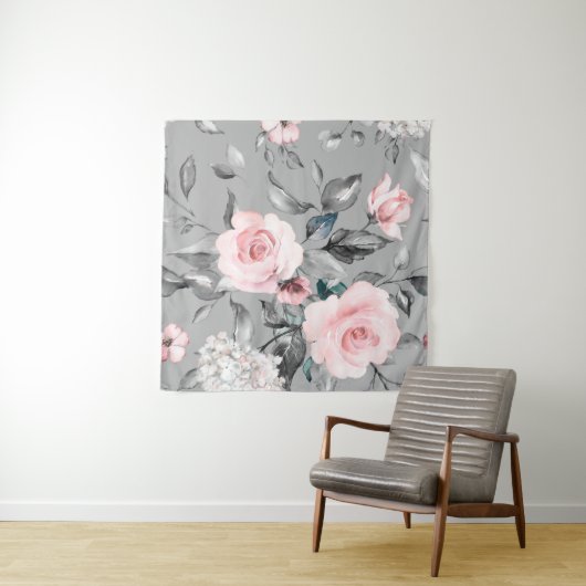 Naadloos patroon met lentbloemen en bladeren. H Wandkleed (In Situ (horizontaal))