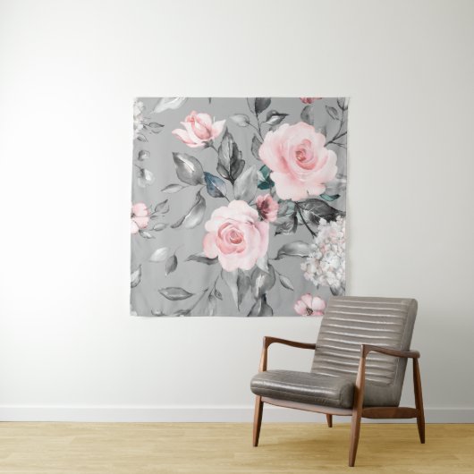 Naadloos patroon met lentbloemen en bladeren. H Wandkleed (In situ)