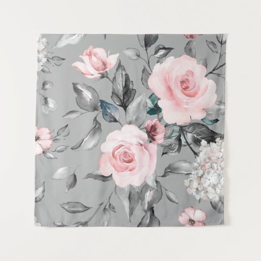 Naadloos patroon met lentbloemen en bladeren. H Wandkleed (Voorkant)