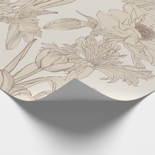 Naadloos patroon met lentelijnbloemen. cadeaupapier (Hoek)