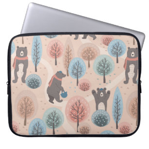 Naadloos patroon met leuke, handgetekende beren in laptop sleeve