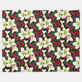 Naadloos patroon met Lillie's en bessen Fleece Deken (Voorkant (Horizontaal))