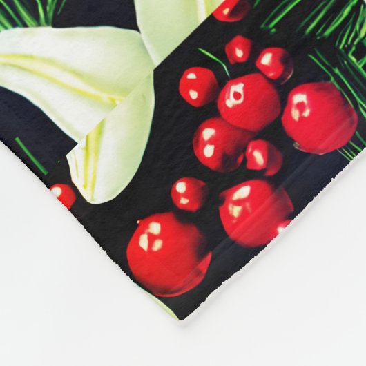 Naadloos patroon met Lillie's en bessen Fleece Deken (Hoek)