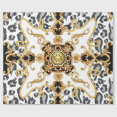 Naadloos patroon met luipaard en gouden baro cadeaupapier (Vlak)