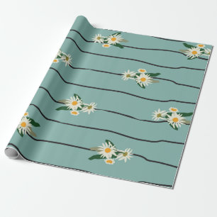 Naadloos patroon met madeliefje en strepen cadeaupapier