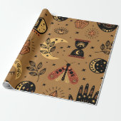 naadloos patroon met magische elementen cadeaupapier (Uitgerold)