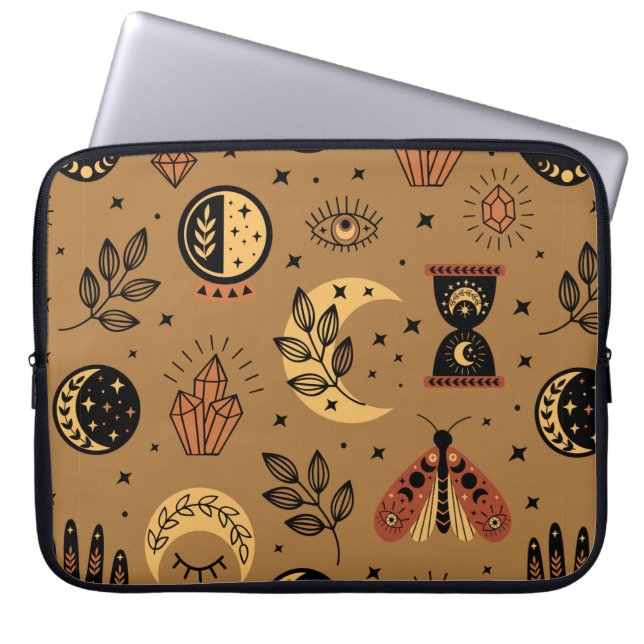 naadloos patroon met magische elementen laptop sleeve (Voorkant)