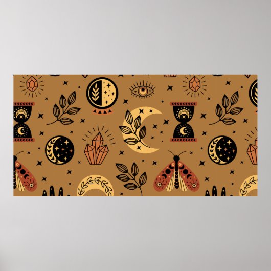 naadloos patroon met magische elementen poster (Voorkant)