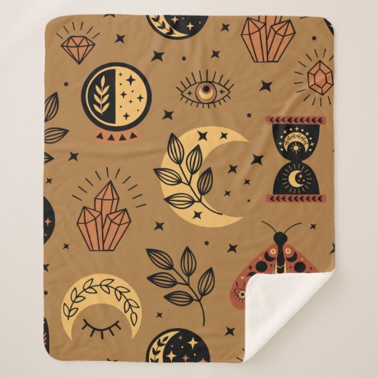 naadloos patroon met magische elementen sherpa deken (Voorkant)