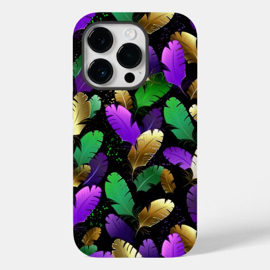 Naadloos patroon met Mardi Gras-veren Case-Mate iPhone Case (Achterkant)