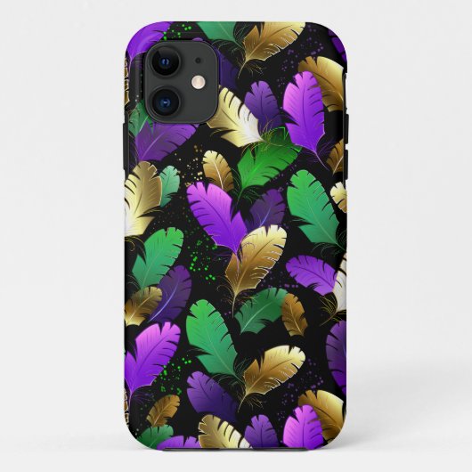 Naadloos patroon met Mardi Gras-veren Case-Mate iPhone Case (Achterkant)