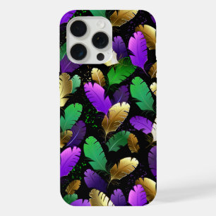 Naadloos patroon met Mardi Gras-veren iPhone 15 Pro Max Case