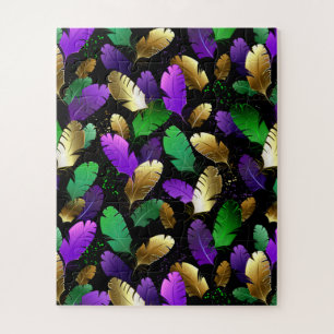 Naadloos patroon met Mardi Gras-veren Legpuzzel
