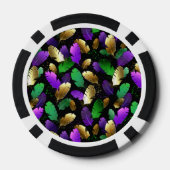 Naadloos patroon met Mardi Gras-veren Poker Chips (Achterkant)