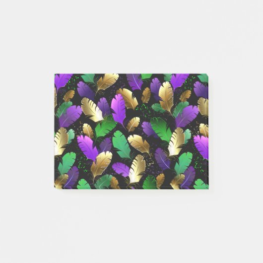 Naadloos patroon met Mardi Gras-veren Post-it® Notes (Voorkant)