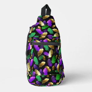 Naadloos patroon met Mardi Gras-veren Sling Bag
