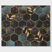 Naadloos patroon met marmer hexagon en gouden le cadeaupapier (Vlak)