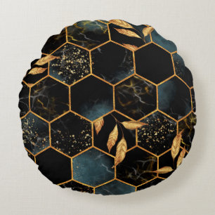 Naadloos patroon met marmer hexagon en gouden le rond kussen