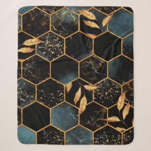 Naadloos patroon met marmer hexagon en gouden le sherpa deken