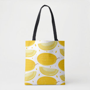 Naadloos patroon met meloenen. Doodle fruits. Vint Tote Bag