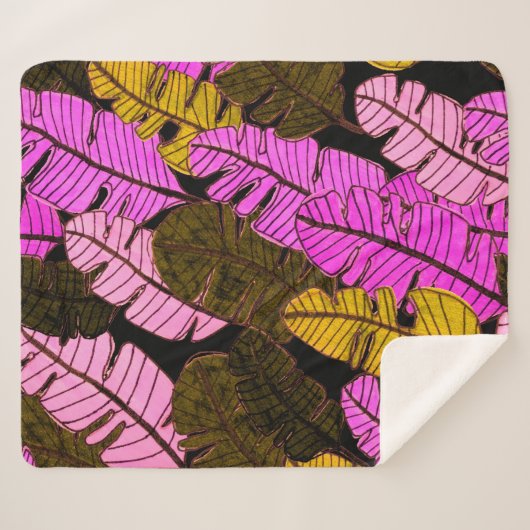 Naadloos patroon met met de hand getrokken tropisc sherpa deken (Voorkant (horizontaal))