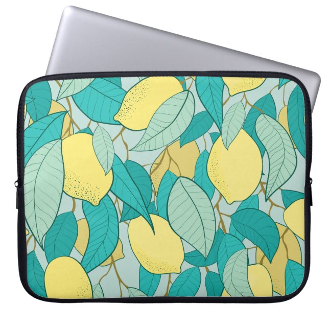 naadloos patroon met met de hand getrokken tuin vo laptop sleeve (Voorkant)