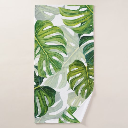 Naadloos patroon met monstera-bladeren badhanddoek (Badhanddoek)