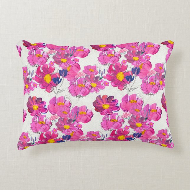 Naadloos patroon met mooie bloemen. Watercolo Accent Kussen (Voorkant)