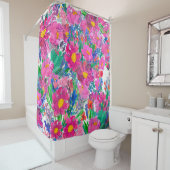 Naadloos patroon met mooie bloemen. Watercolo Douchegordijn (In situ)