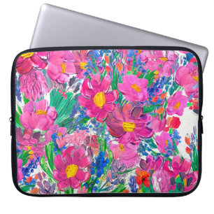 Naadloos patroon met mooie bloemen. Watercolo Laptop Sleeve