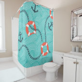 Naadloos patroon met nautische kenmerken. Freehan Douchegordijn (In situ)