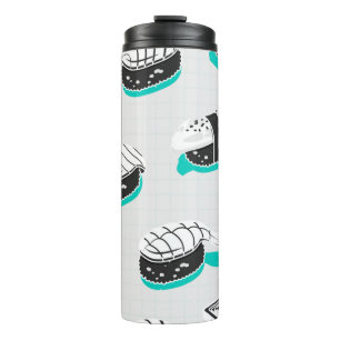 Naadloos patroon met nigiri sushi thermosbeker