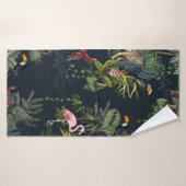Naadloos patroon met oerwouden, bloemen en bloemen badhanddoek (Badhanddoek)