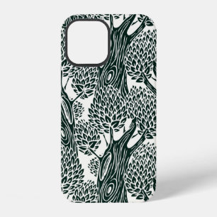 naadloos patroon met oude loofbomen. Stiliz iPhone 12 Hoesje