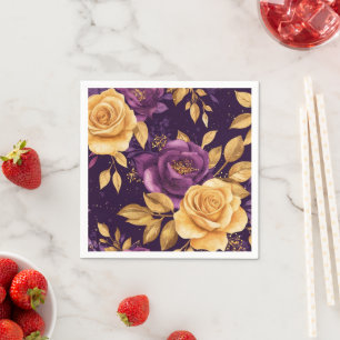Naadloos patroon met paarse bloemen servet