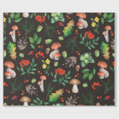 Naadloos patroon met paddenstoelen, noten, bladere cadeaupapier (Vlak)