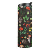 Naadloos patroon met paddenstoelen, noten, bladere thermosbeker (Gedraaid links)