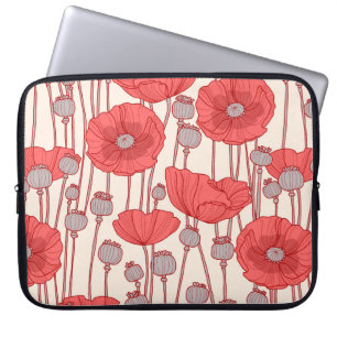 Naadloos patroon met papavers. laptop sleeve